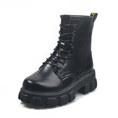 Trendy Women’s Martin Boots – Black Chunky Platform Ankle Combat Boots
