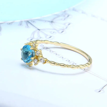Elegant S925 Silver Ring with Natural Blue Topaz