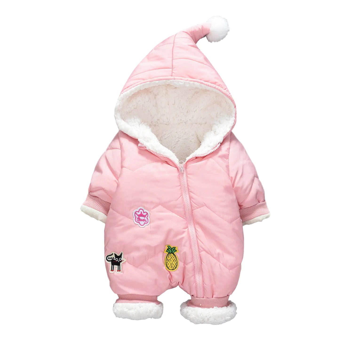 Cozy Winter Hooded Baby Romper – 0–1 years