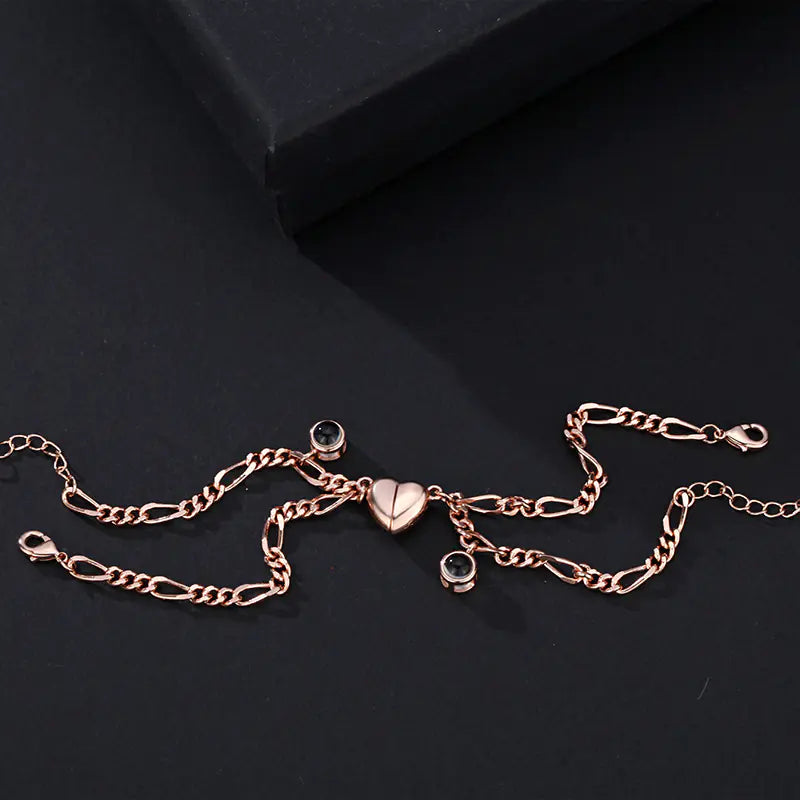 Couple Heart Bracelet – Adjustable Matching Set