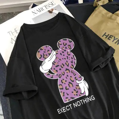 Mickey Mouse Leopard Print Short Sleeve T-Shirt – Unisex Casual Tee