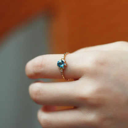 Elegant S925 Silver Ring with Natural Blue Topaz