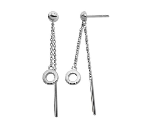 Oorhangers met circel en staafje aan ketting Zilver JE040S