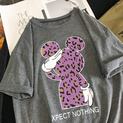 Mickey Mouse Leopard Print Short Sleeve T-Shirt – Unisex Casual Tee