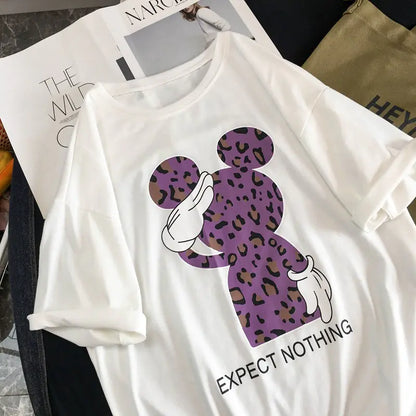 Mickey Mouse Leopard Print Short Sleeve T-Shirt – Unisex Casual Tee