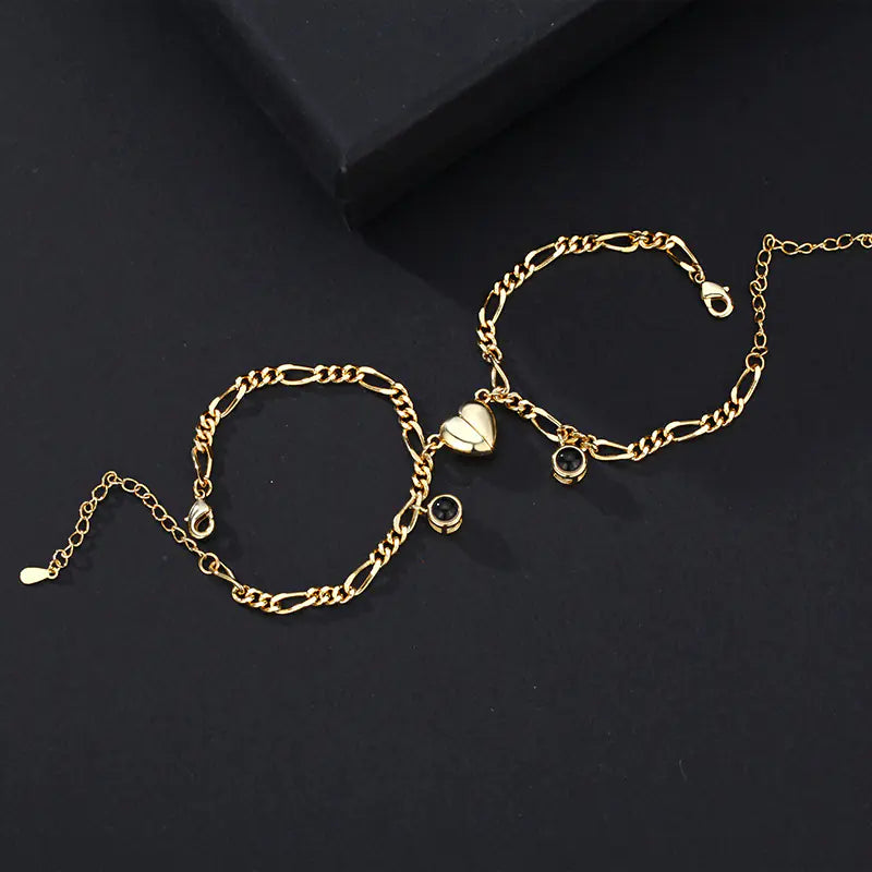 Couple Heart Bracelet – Adjustable Matching Set