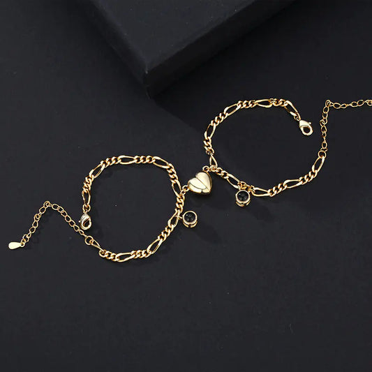 Couple Heart Bracelet – Adjustable Matching Set