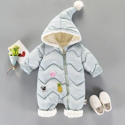 Cozy Winter Hooded Baby Romper – 0–1 years