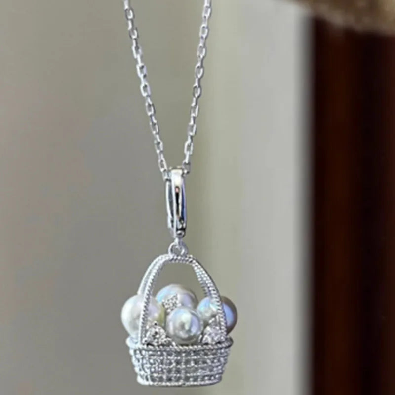 Gold Flower Basket Pearl Necklace – Elegant Wedding & Fashion Jewelry