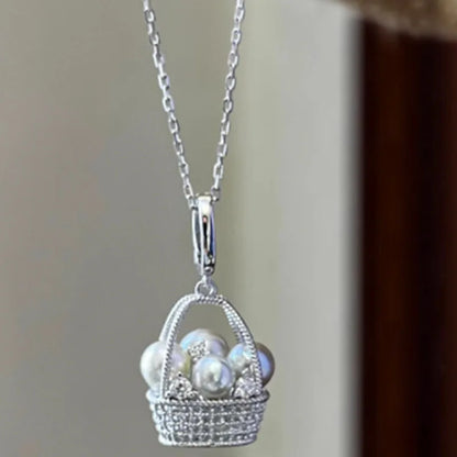 Gold Flower Basket Pearl Necklace – Elegant Wedding & Fashion Jewelry