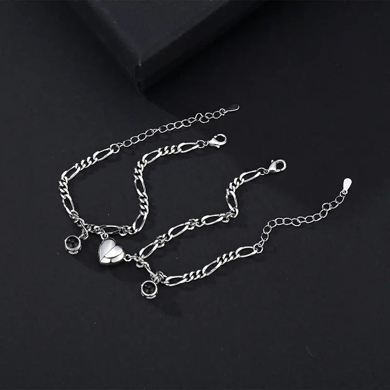 Couple Heart Bracelet – Adjustable Matching Set