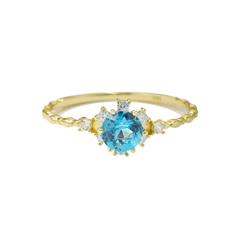 Elegant S925 Silver Ring with Natural Blue Topaz