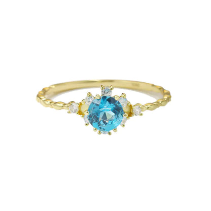 Elegant S925 Silver Ring with Natural Blue Topaz