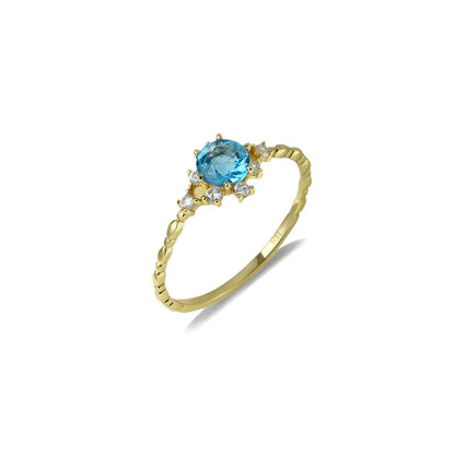 Elegant S925 Silver Ring with Natural Blue Topaz
