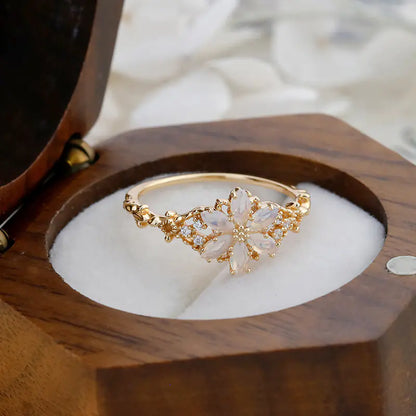 Luxury S925 Silver-Plated Ring with Opal & 14K Zircon – Elegant Statement Jewelry for Women