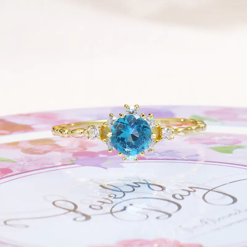 Elegant S925 Silver Ring with Natural Blue Topaz
