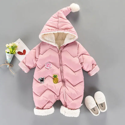 Cozy Winter Hooded Baby Romper – 0–1 years