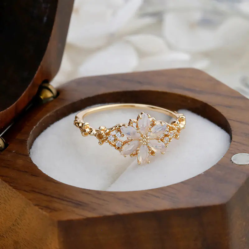 Luxury S925 Silver-Plated Ring with Opal & 14K Zircon – Elegant Statement Jewelry for Women