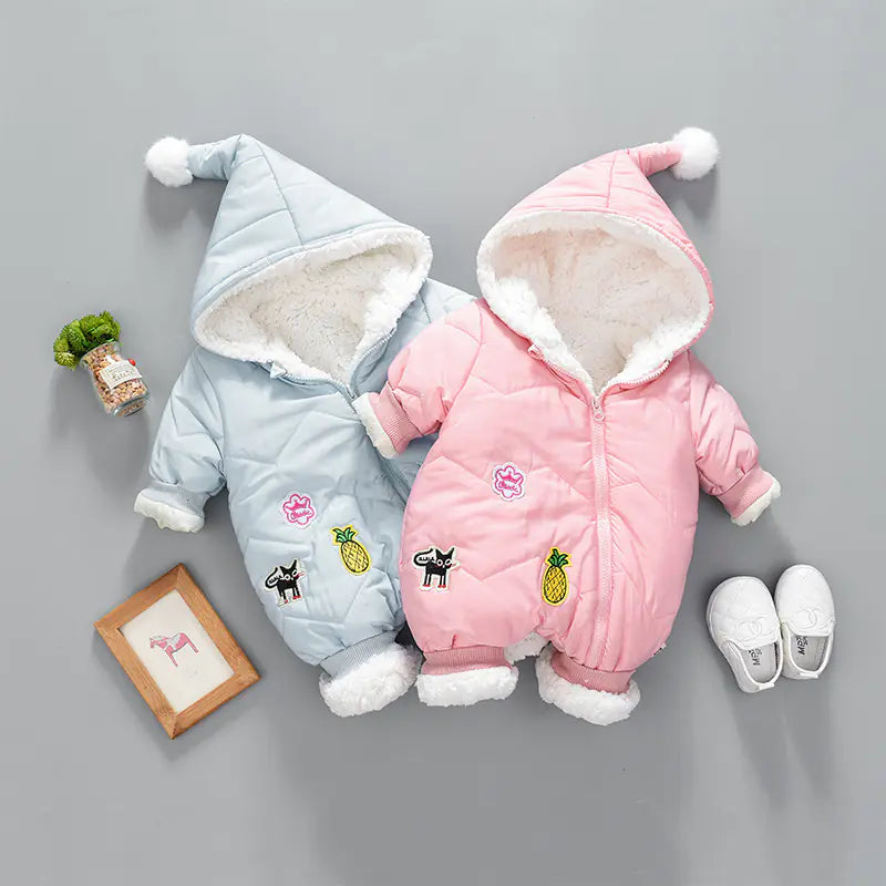 Cozy Winter Hooded Baby Romper – 0–1 years