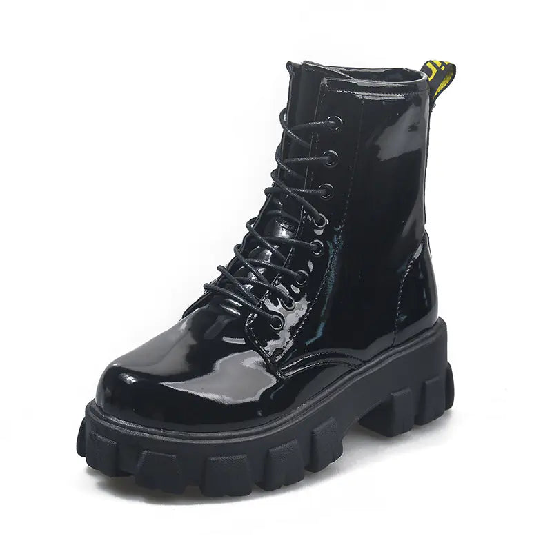 Trendy Women’s Martin Boots – Black Chunky Platform Ankle Combat Boots