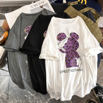 Mickey Mouse Leopard Print Short Sleeve T-Shirt – Unisex Casual Tee
