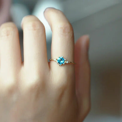 Elegant S925 Silver Ring with Natural Blue Topaz