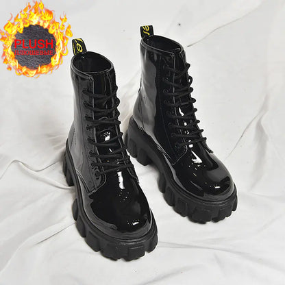 Trendy Women’s Martin Boots – Black Chunky Platform Ankle Combat Boots